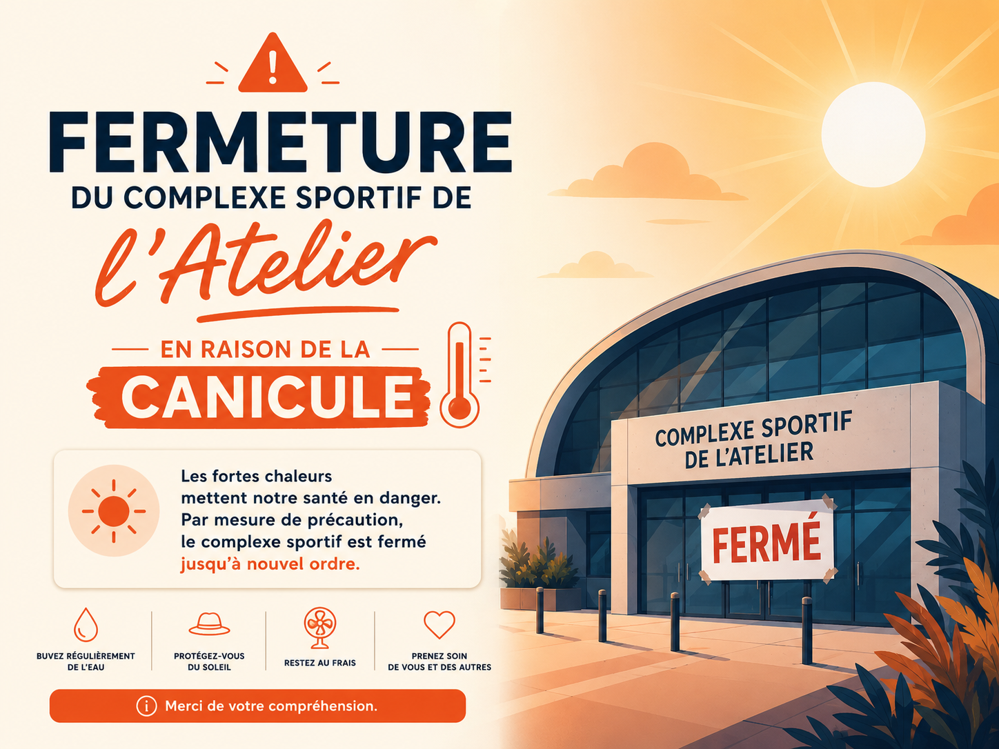 Fermeture du complexe sportif de l'Atelier